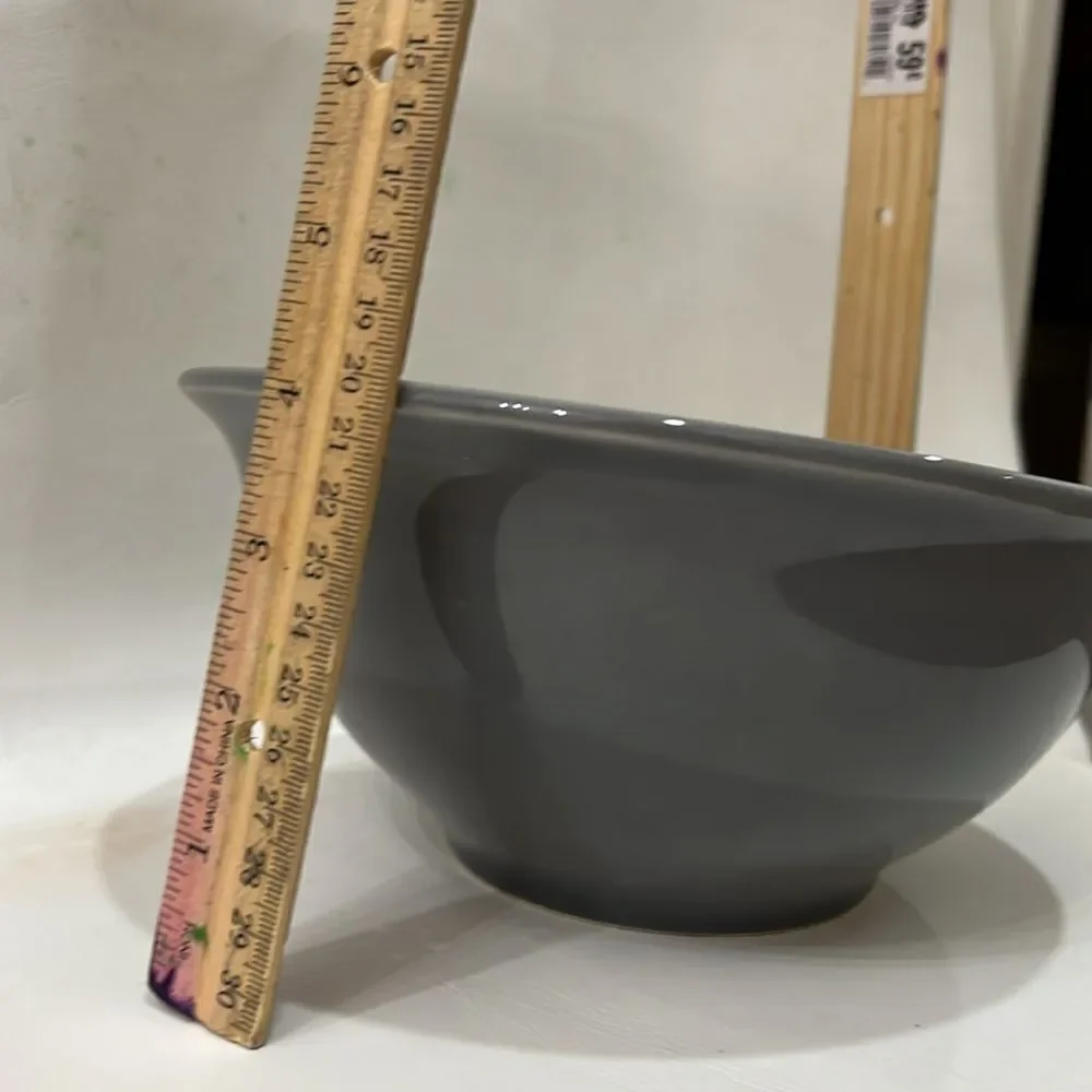 Williams Sonoma Bowl Gray Glass Portugal 3 1/2 Tall X 4 1/4 Tall 8 1/4 Round